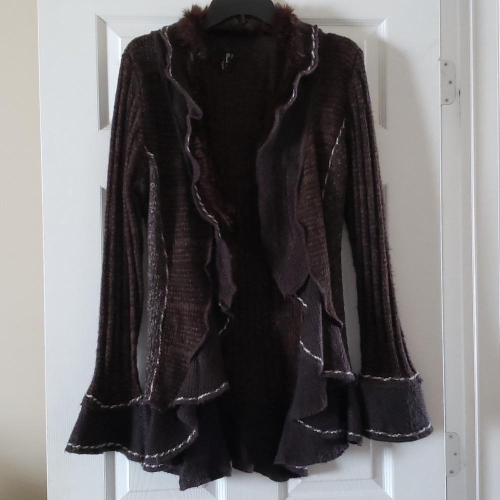Brown Ruffled Cardigan